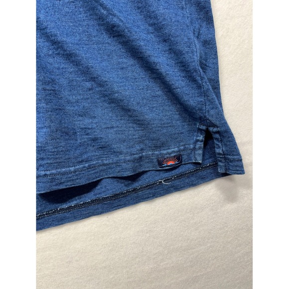 FAHERTY Mens Chambray Short Sleeve Button Up Pocket Polo Shirt Blue L - Picture 2 of 5